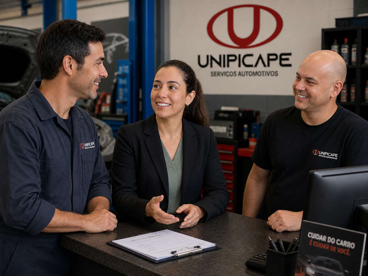 Equipe comercial da UNIPICAPE atendendo um cliente